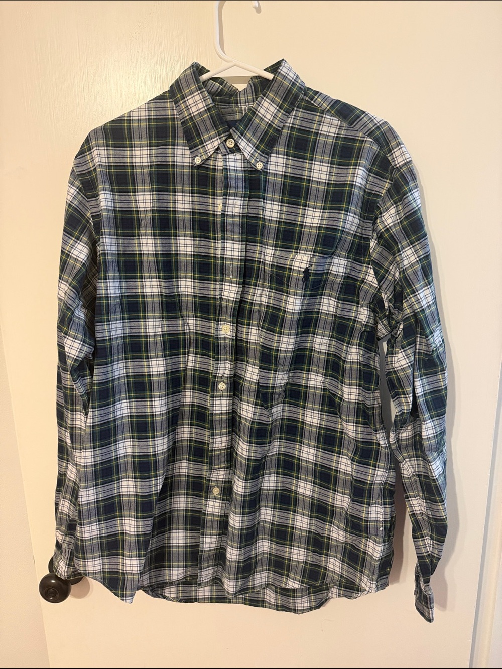 Ralph Lauren Navy and Green Plaid Button-Down Shirt